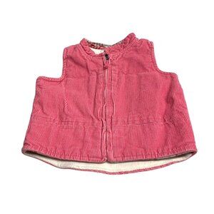 Baby Gap Girls Infant baby Size Newborn Pink Fleece Lined Corduroy Vest Full Zip